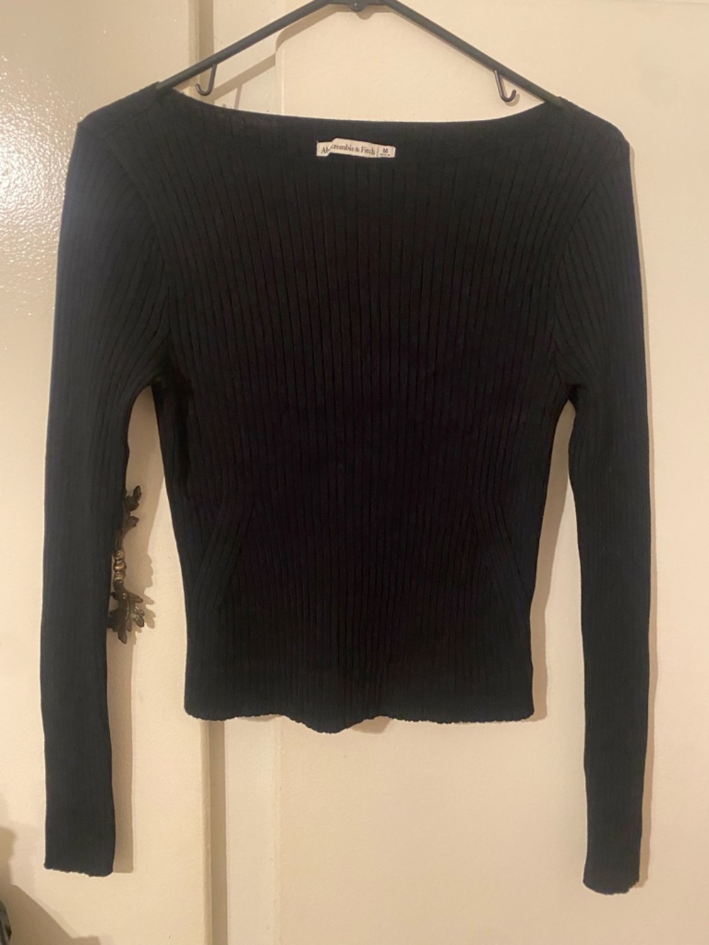 Abercrombie & Fitch Black Ribbed Knit Top